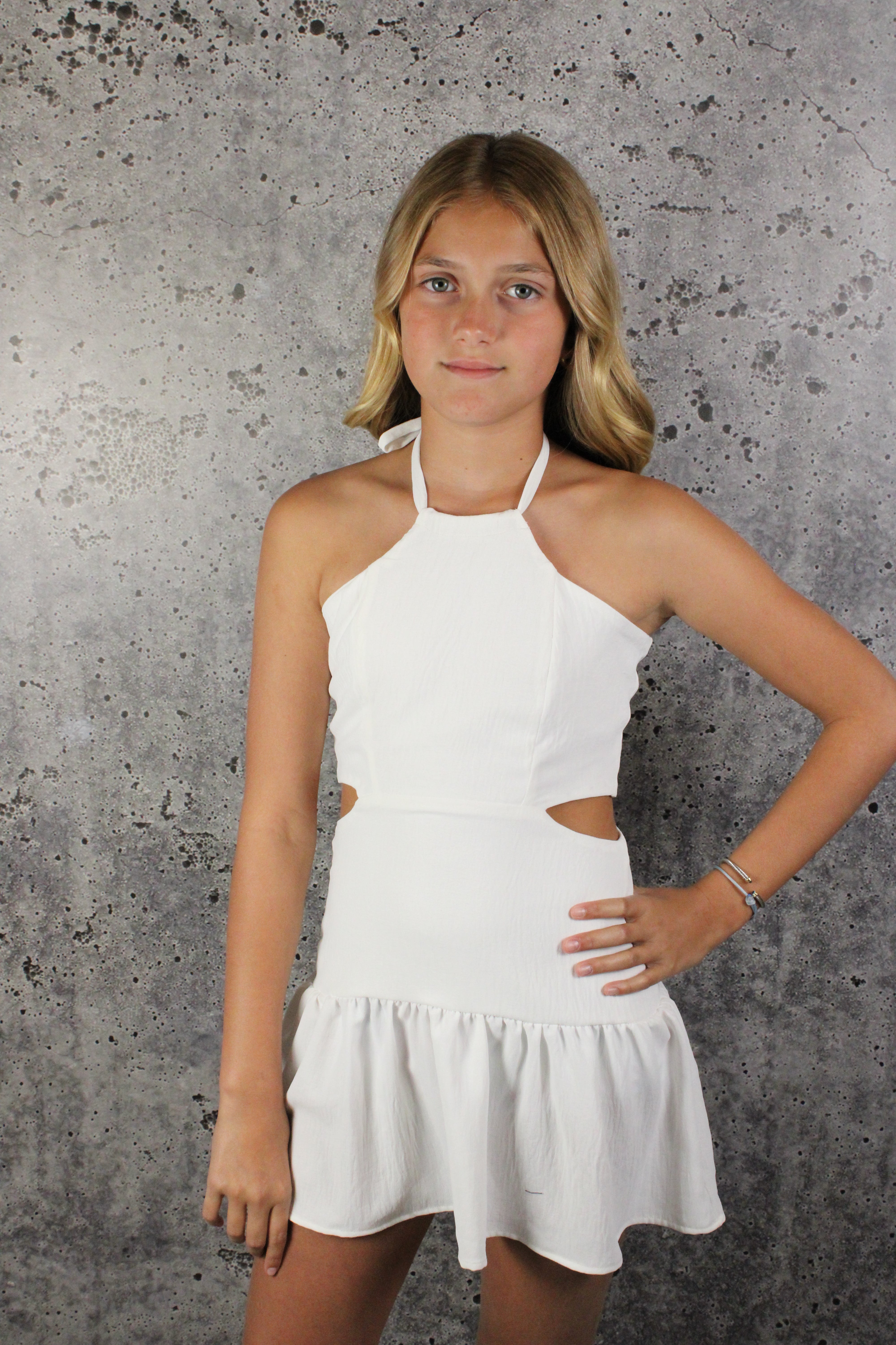 IS White Halter Cutout Dress S