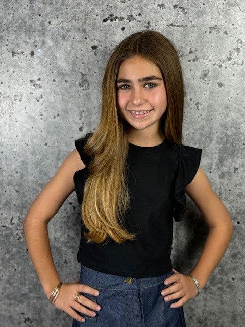 IS Black Ruffle Sleeve Tee - IF SO