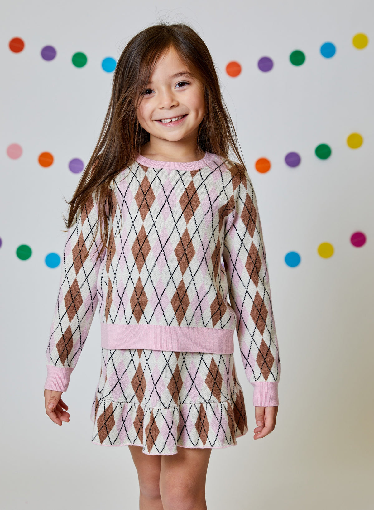 DH Pink and Brown Print Sweater Top