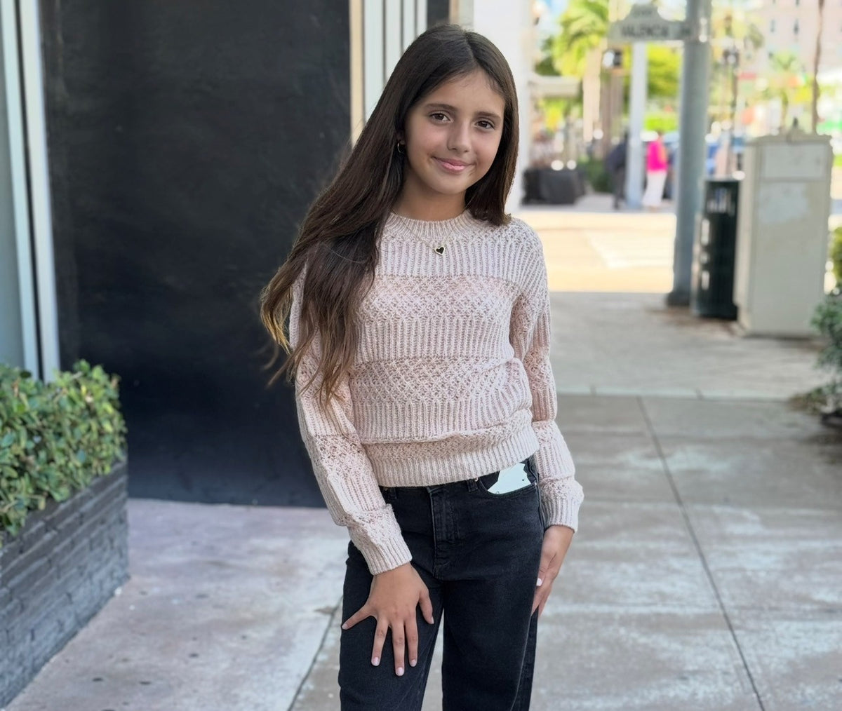 MAY Pink Open Knit Sweater