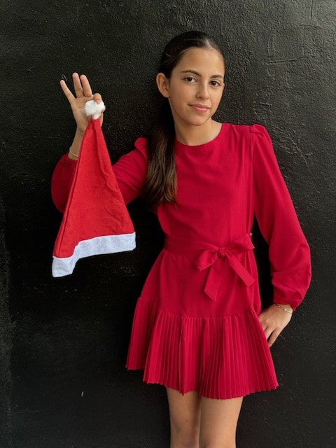 MAY Red Pleats Dress