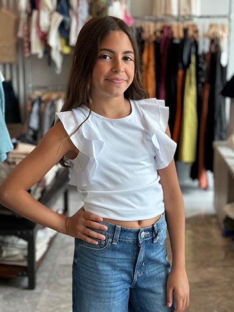 MI White Ruffle Top - IF SO 