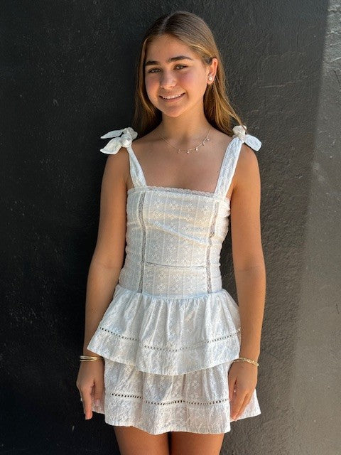 FBZ White Eyelet Ruffle Dress