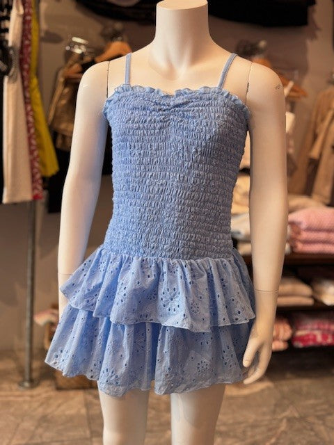 FBZ Blue Eyelet Smocked Dress