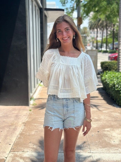 FR Beige Peasant Top