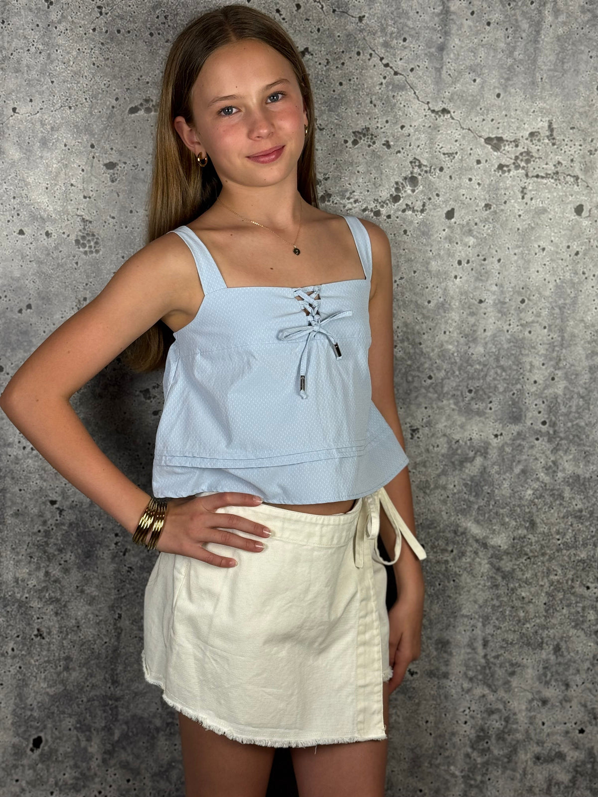IS Blue Baby Doll Top
