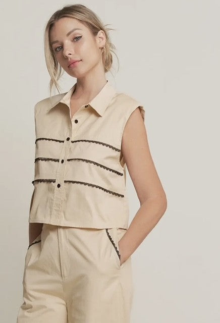 HE Beige Top And Pant Set