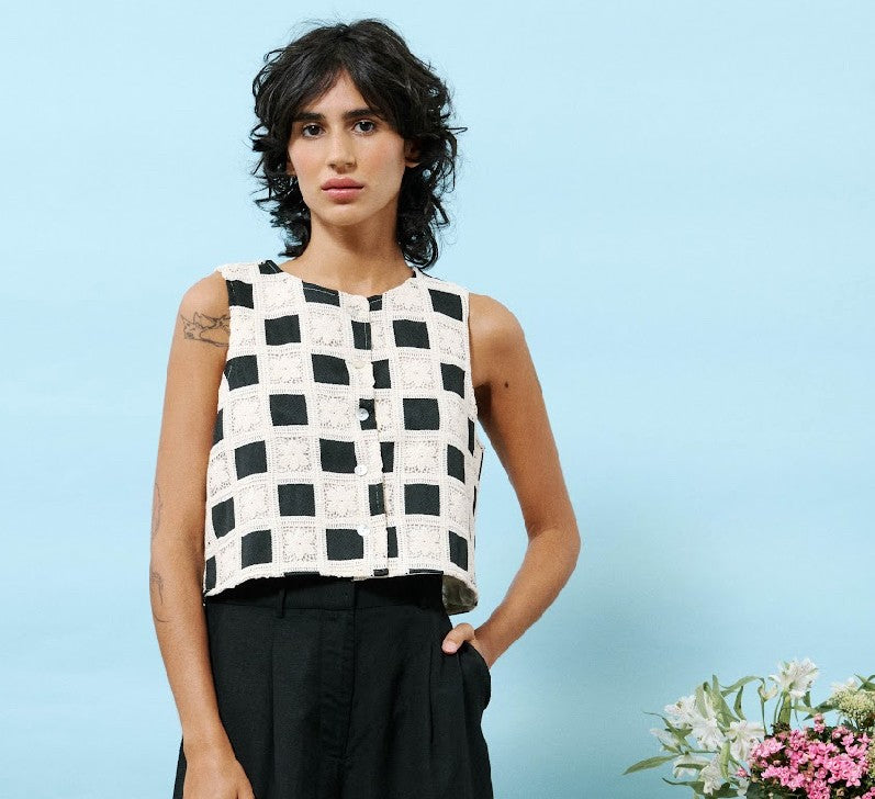 FR Black/White Crochet Top