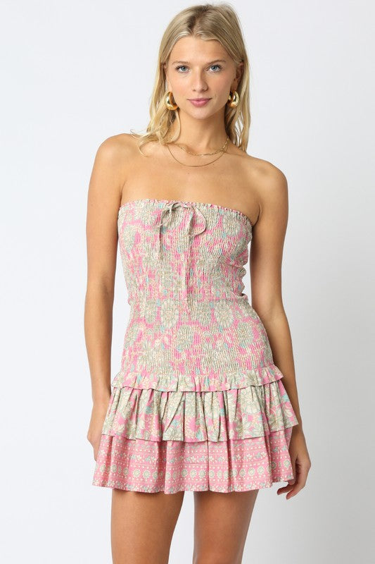 OL Pink/Lime Smocked Dress