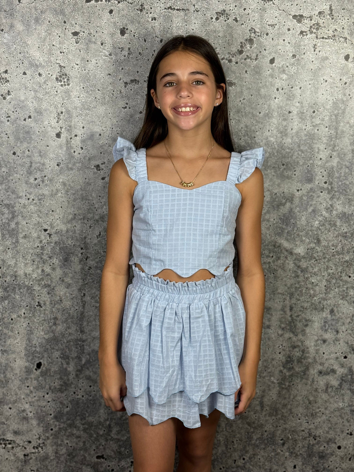IS Blue Scallop Tiered Skirt