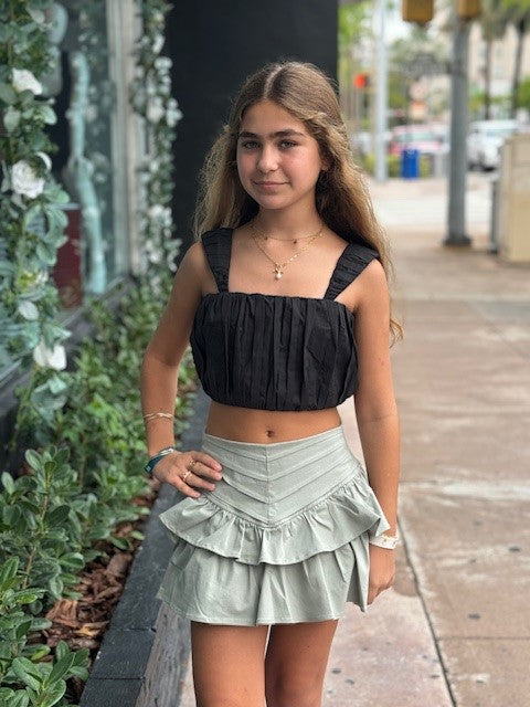IS Green 2 Tier Ruffle Skort