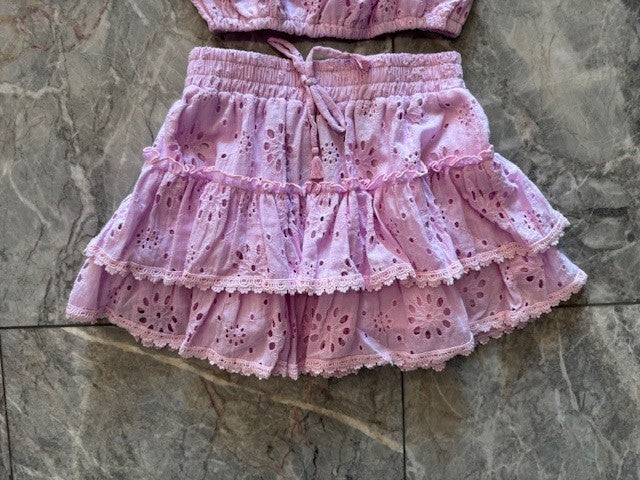 FBZ Pink Eyelet Ruffle Skirt