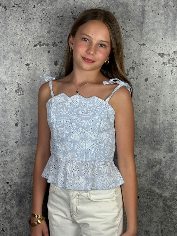 IS Blue Print Peplum Top