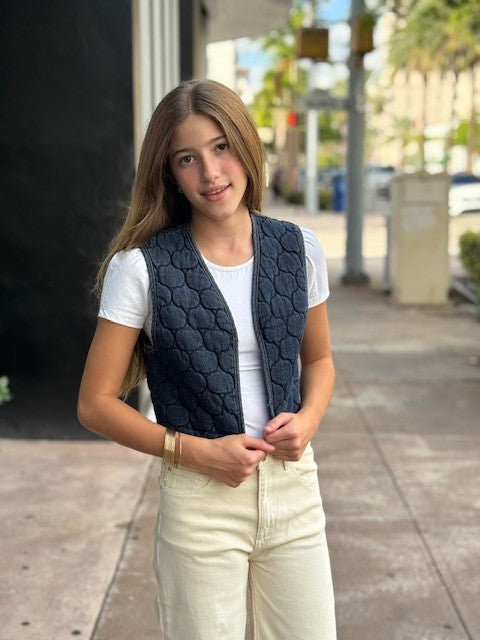 MAY Denim Puff Vest