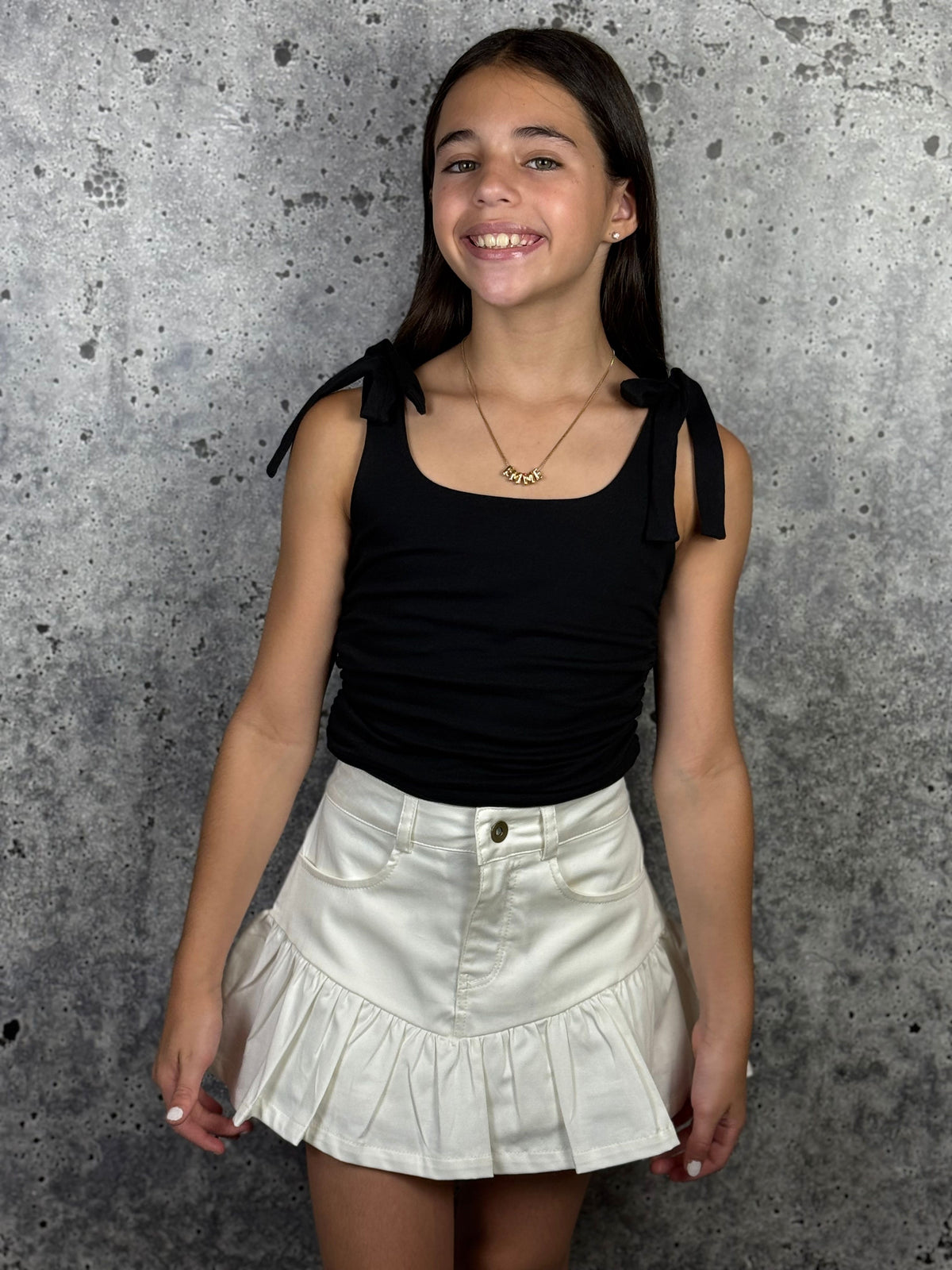 IS White Ruffle Hem Skort