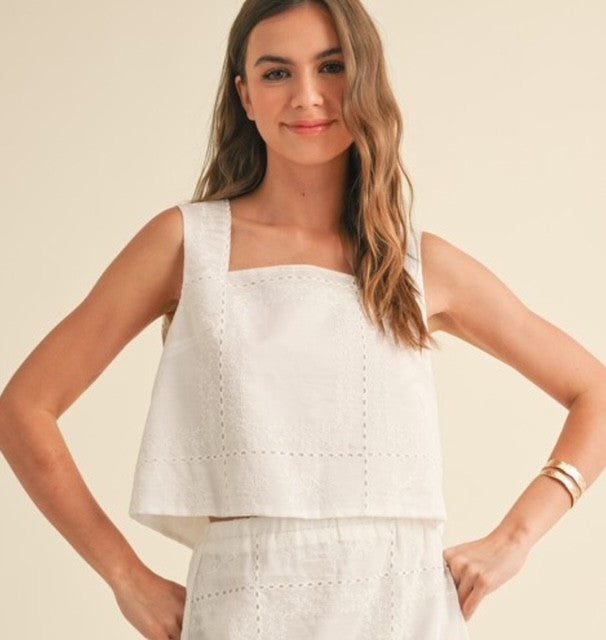 MM White Embroidered Top