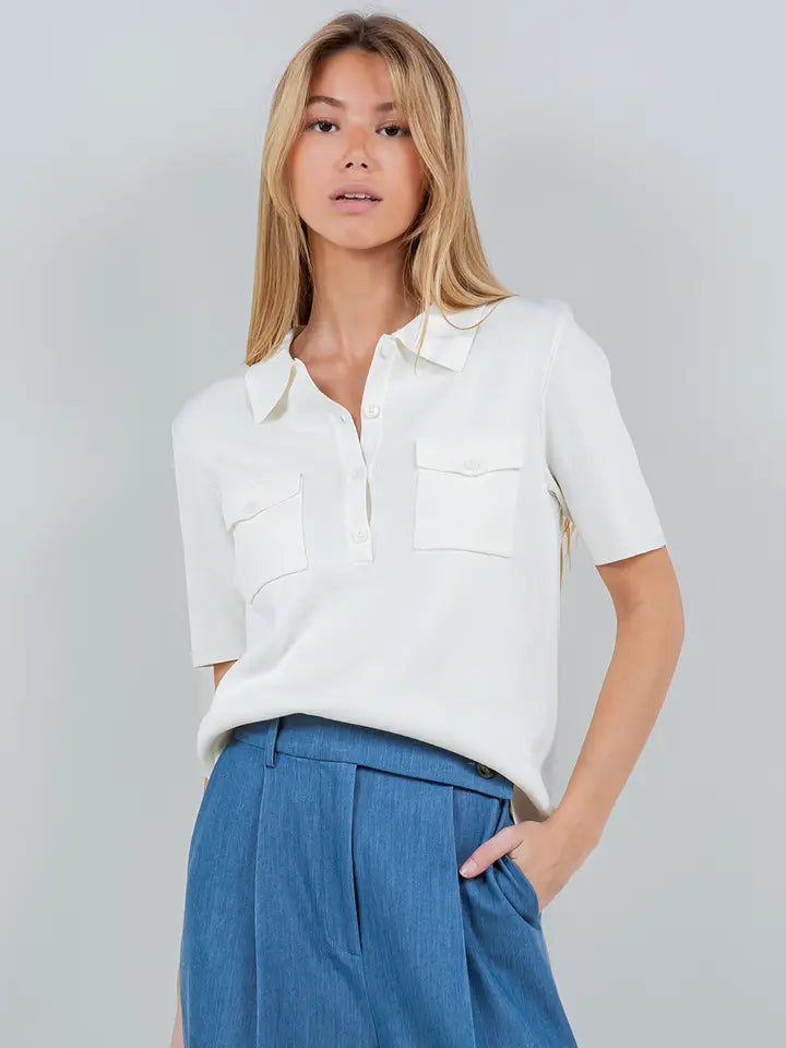 WC Knit Polo Top