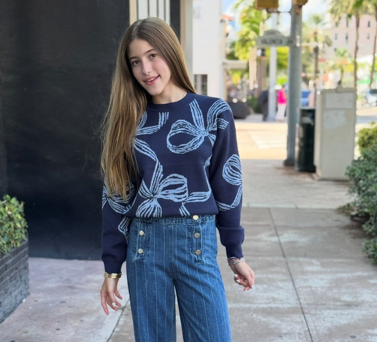 MAY Blue Bow Sweater
