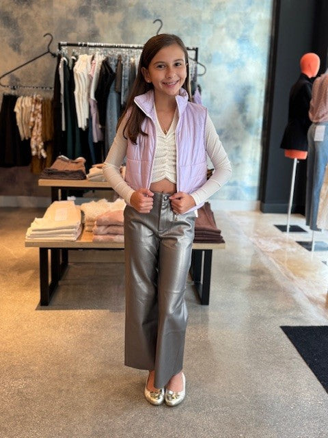 MAY Grey Faux Leather Pant