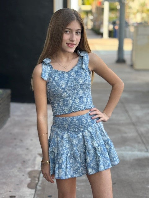 FBZ Blue Bandana Ruffle Skirt