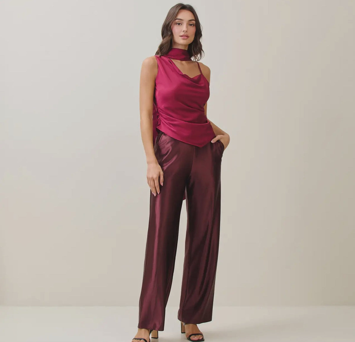 AB Burgundy Silky Pant