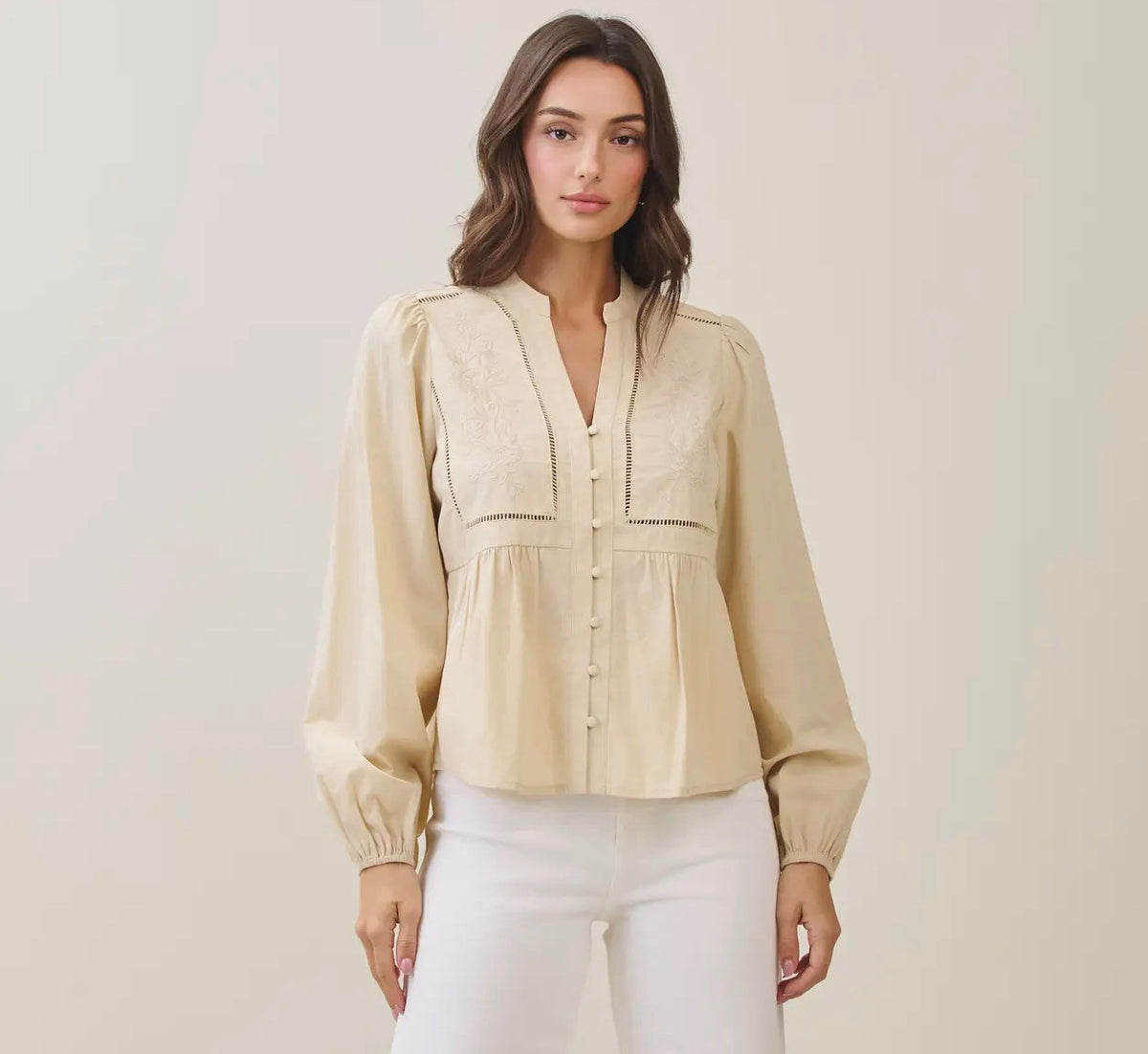 AB Beige Peasant Blouse