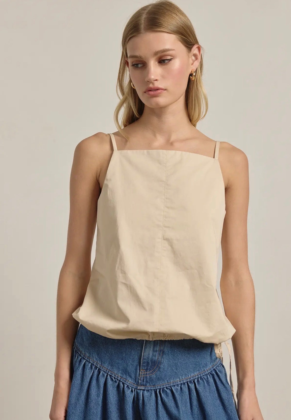 RA Beige Square Neck Top