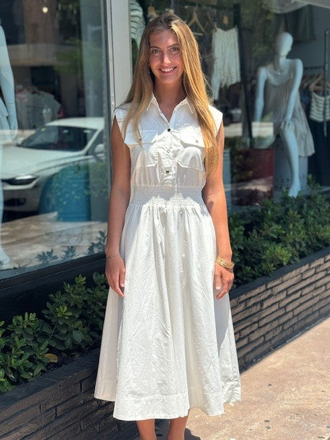white midi dress sale kg White Midi Dress L