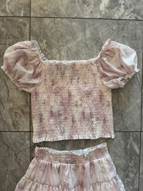 FBZ Pink Floral Chiffon Top