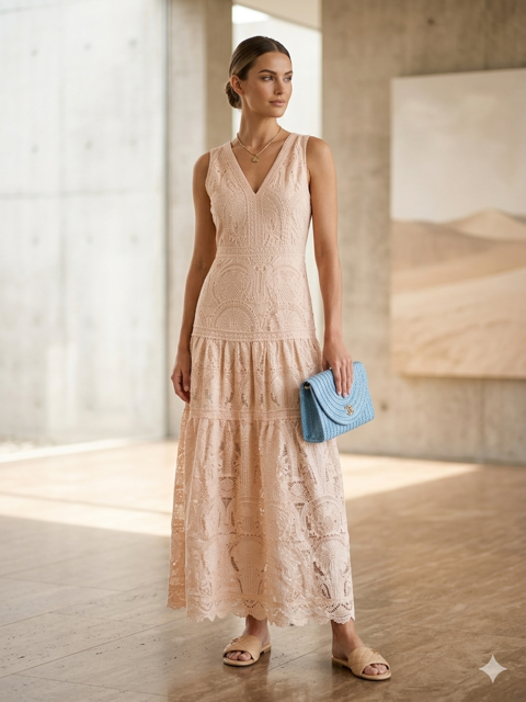 LP Eyelet V Neck Dress