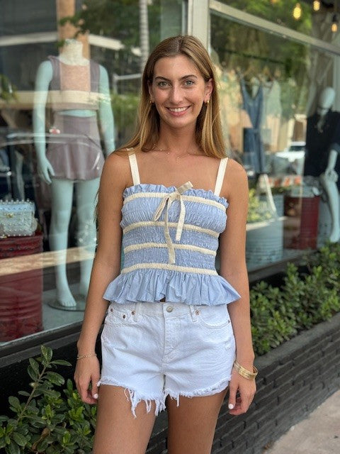 AU Blue Smocked Top