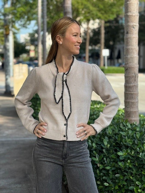 AB Whipstitch Bow Cardigan