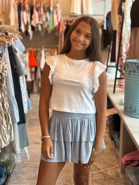 IS Baby Blue Swiss Dot Skirt - IF SO 