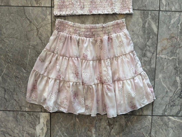 FBZ Pink Floral Chiffon Skirt