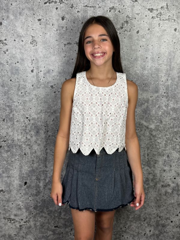 IS Pink 2 Tone Eyelet Top