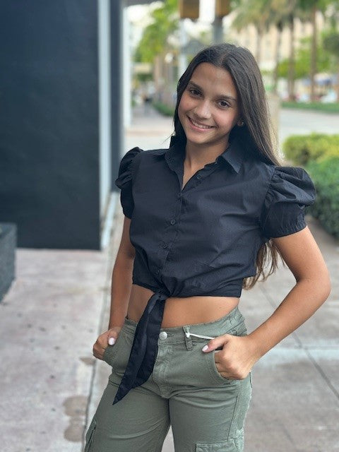 FBZ Black Puff Sleeve Top
