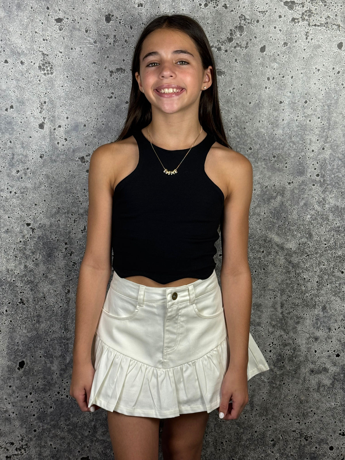 IS Black Scallop Hem Halter Top