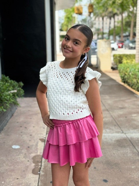 FBZ Pink Faux Leather Skirt