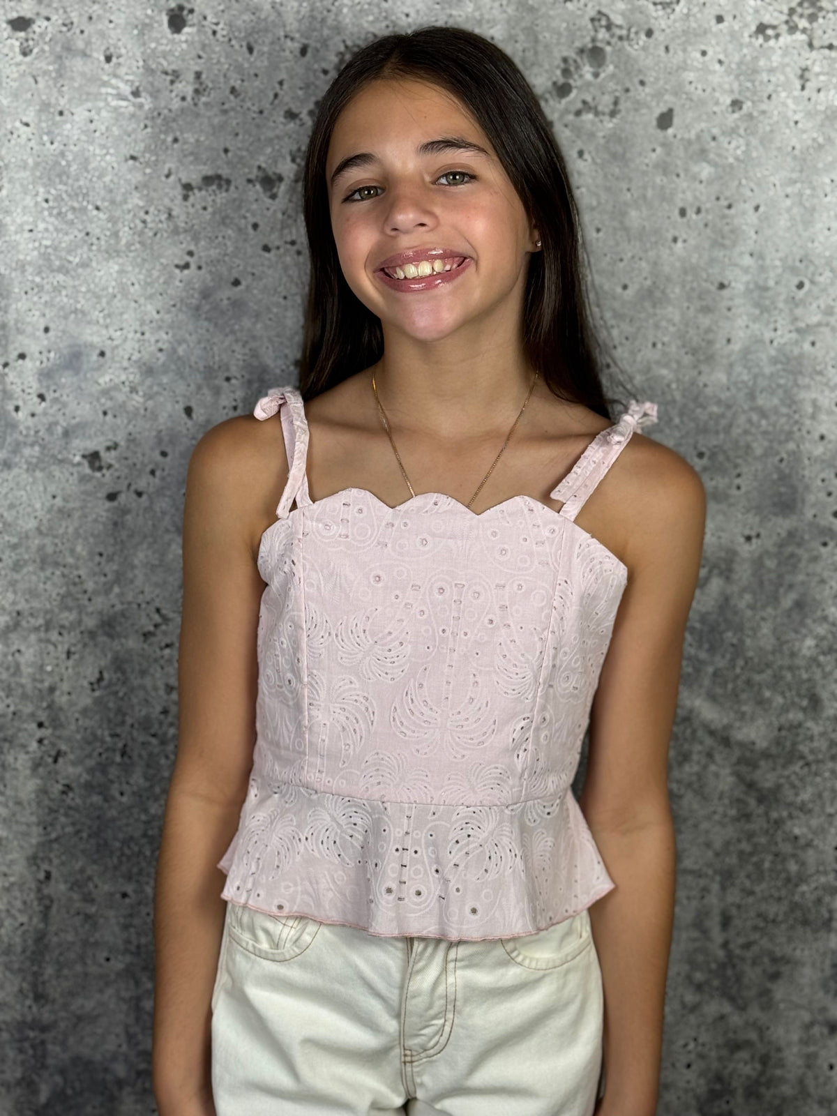 IS Pink Print Peplum Top