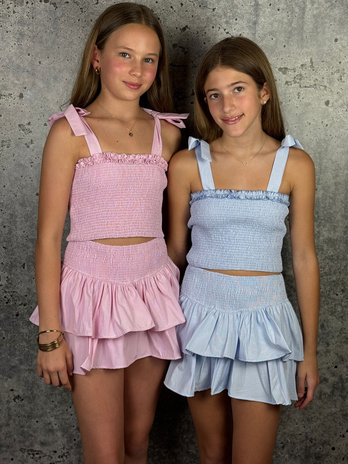 IS Blue Smocked Ruffle Top