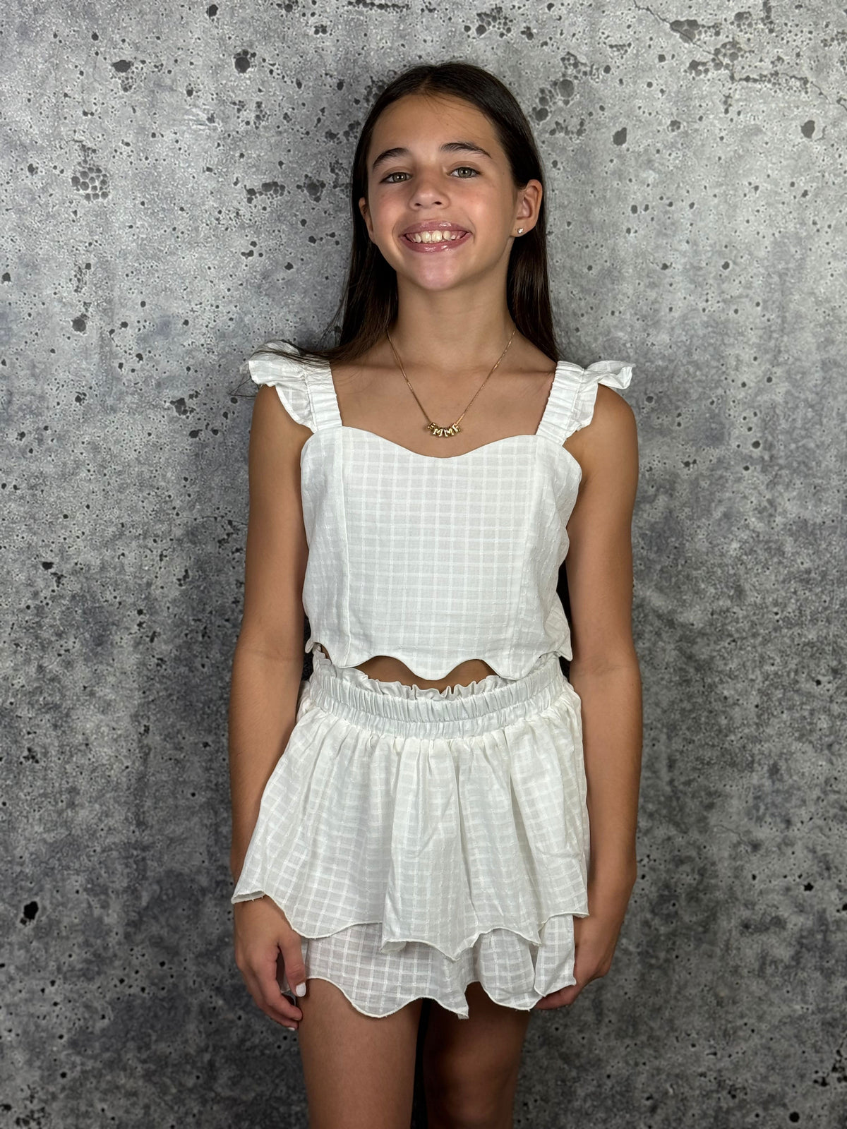IS White Scallop Tiered Skirt