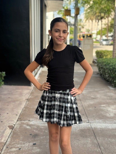 FBZ Black Plaid Bow Skirt