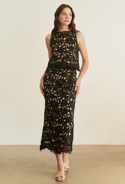 HE Black Eyelet Skirt Set