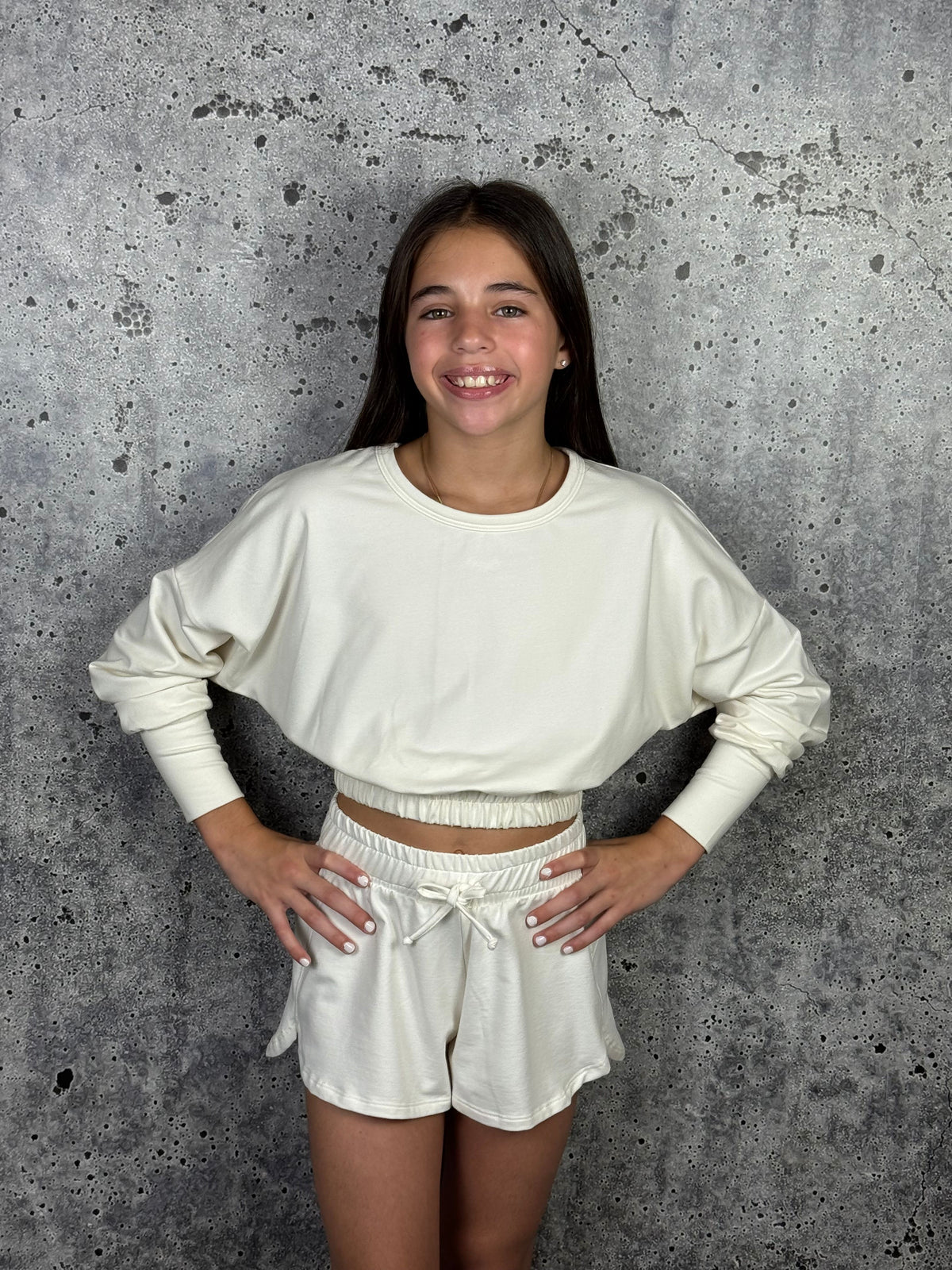 IS White Long Sleeve Lounge Top