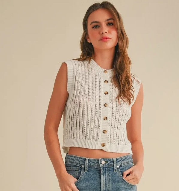 MM White Knit Vest