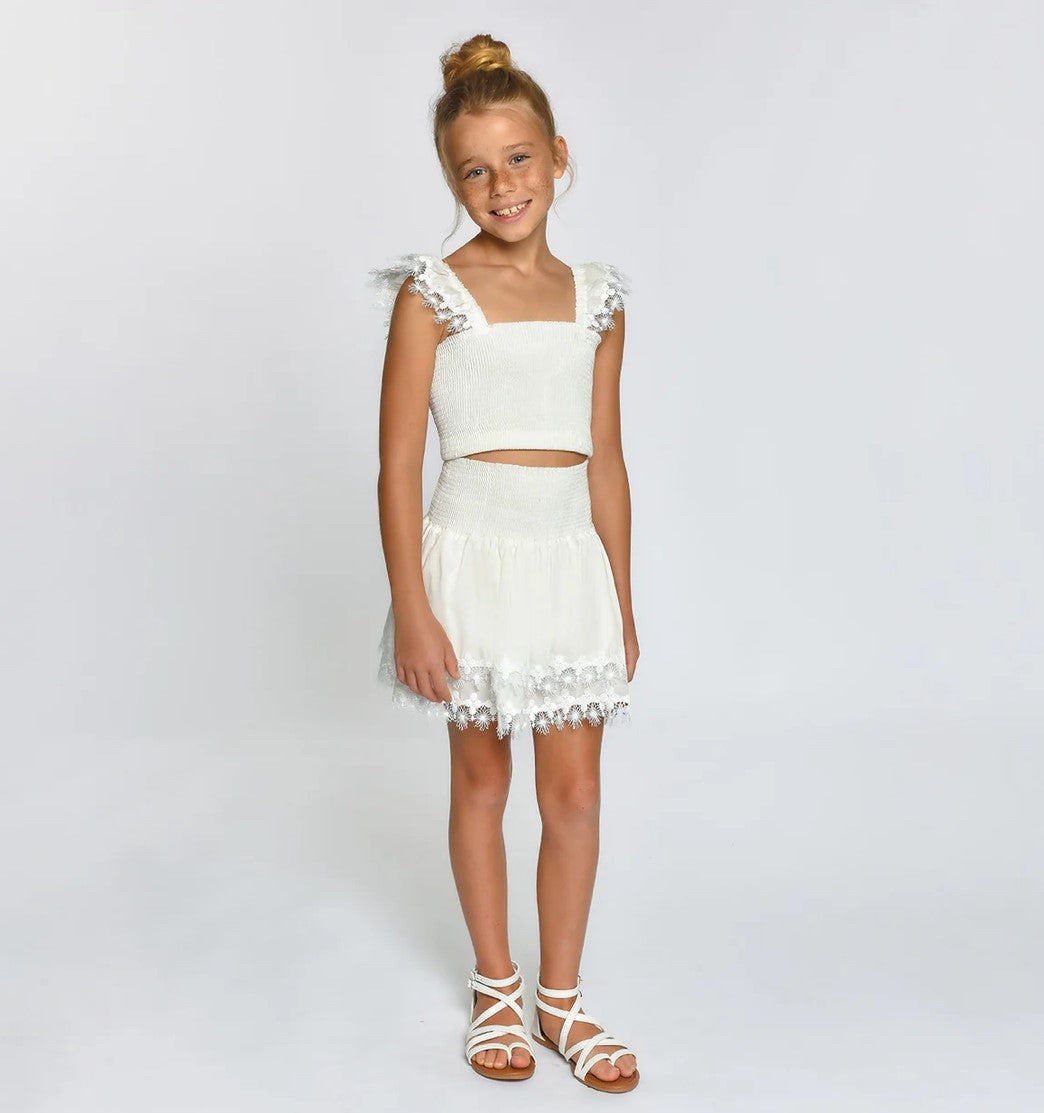 PE White Skirt And Top Set