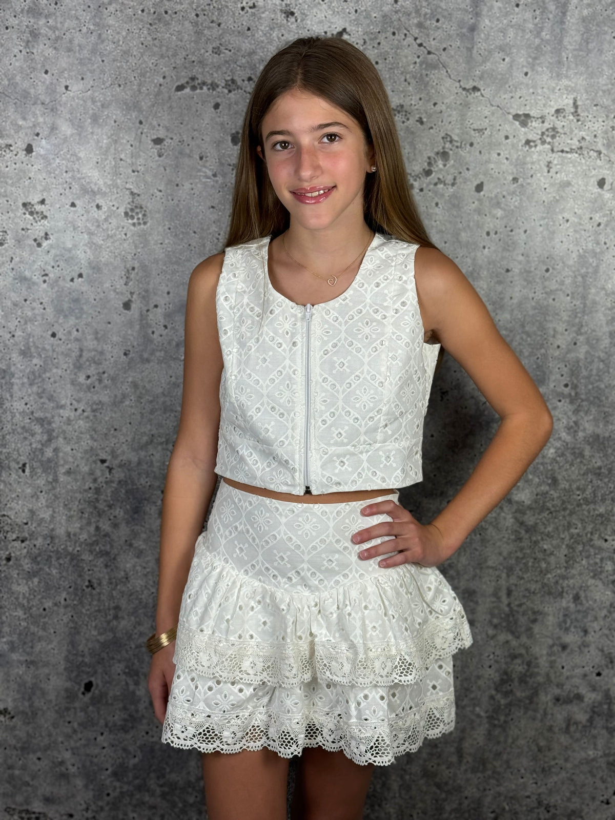 IS White Eyelet Top