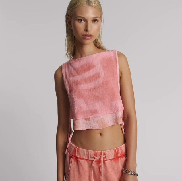 OT Moai Hand Painted Pink Top