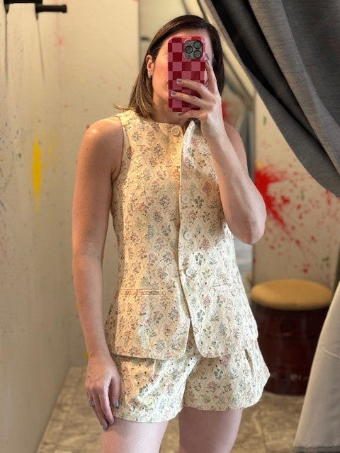 AU Vanilla Floral Eyelet Top