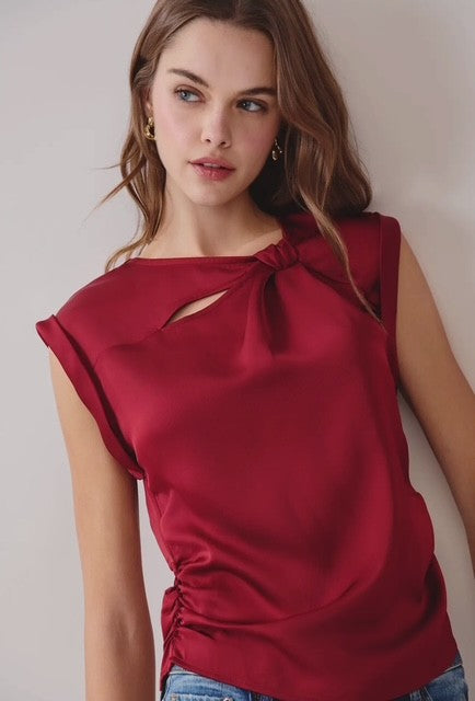 TC Burgundy Knot Top